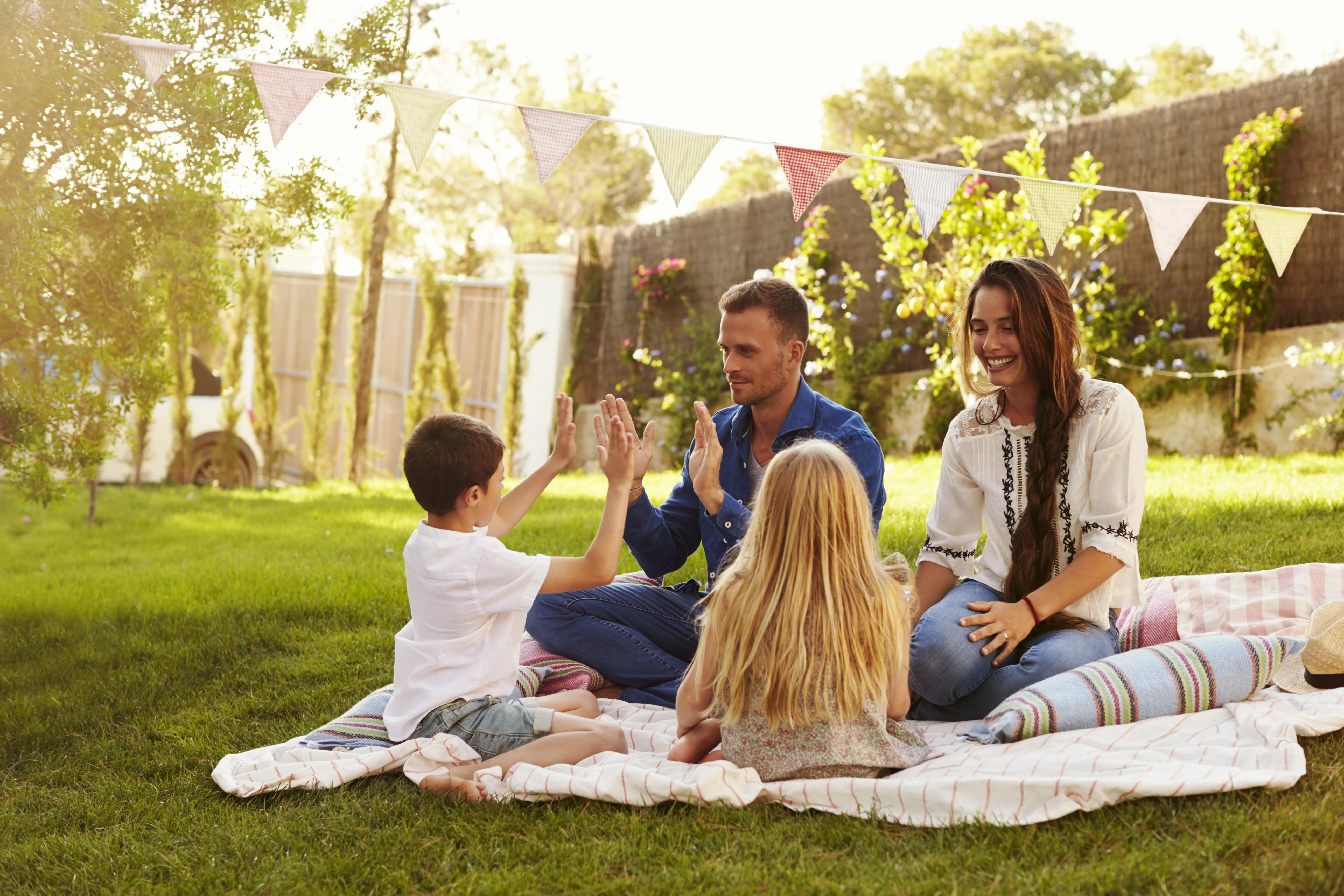 Family Sitting Outside