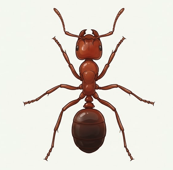 Close-up of a reddish-brown fire ant worker