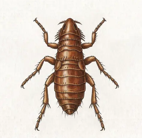 Close-up image of a flea for identification