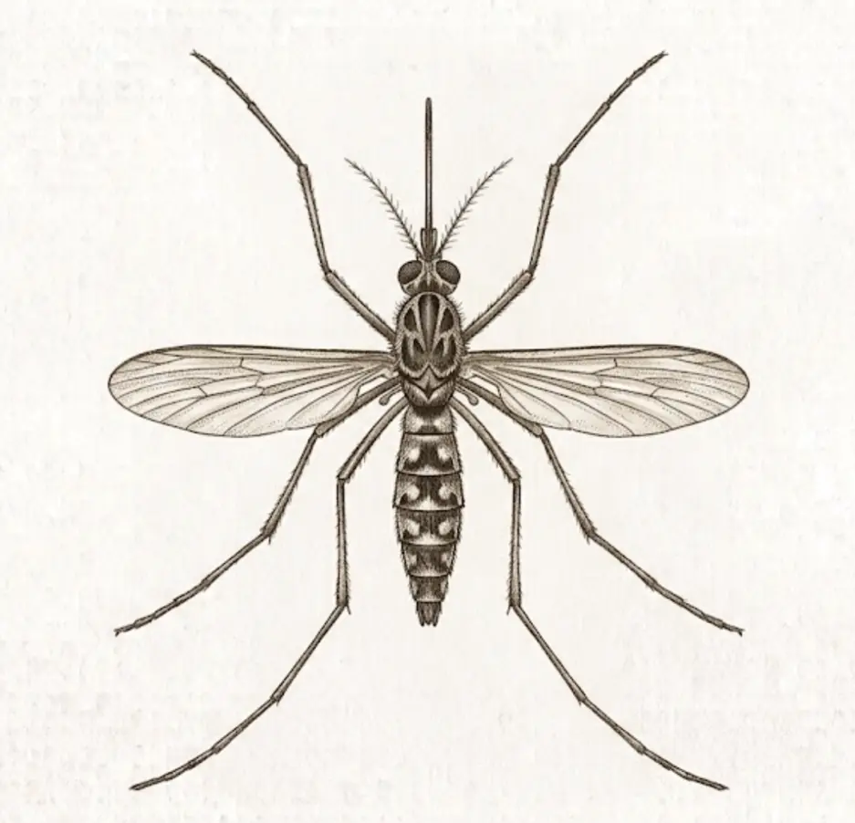 Close-up image of a mosquito for identification