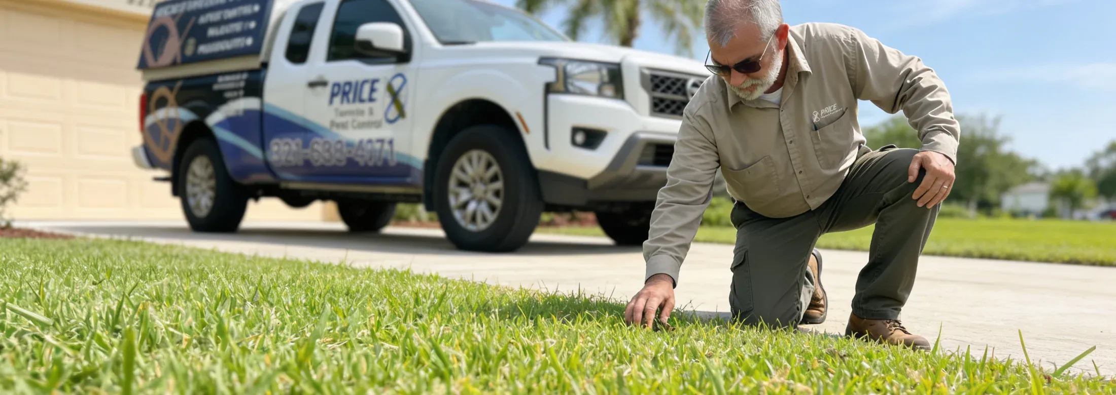 inspecting lawn