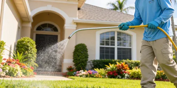 spraying lawn